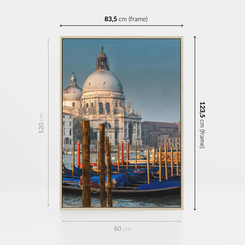 Obraz w ramie 80x120 - Urok Wenecji - fotografia, przystań w Wenecji - rama drewno