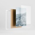 Zestaw obrazy w ramie 50x70 galeria - Zima, górski, domek, śnieg - rama biała