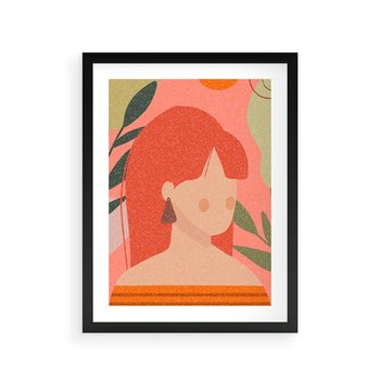 Plakat w ramie 40x50 - Kobieca Refleksja - nowoczesny plakat, styl retro - rama czarna