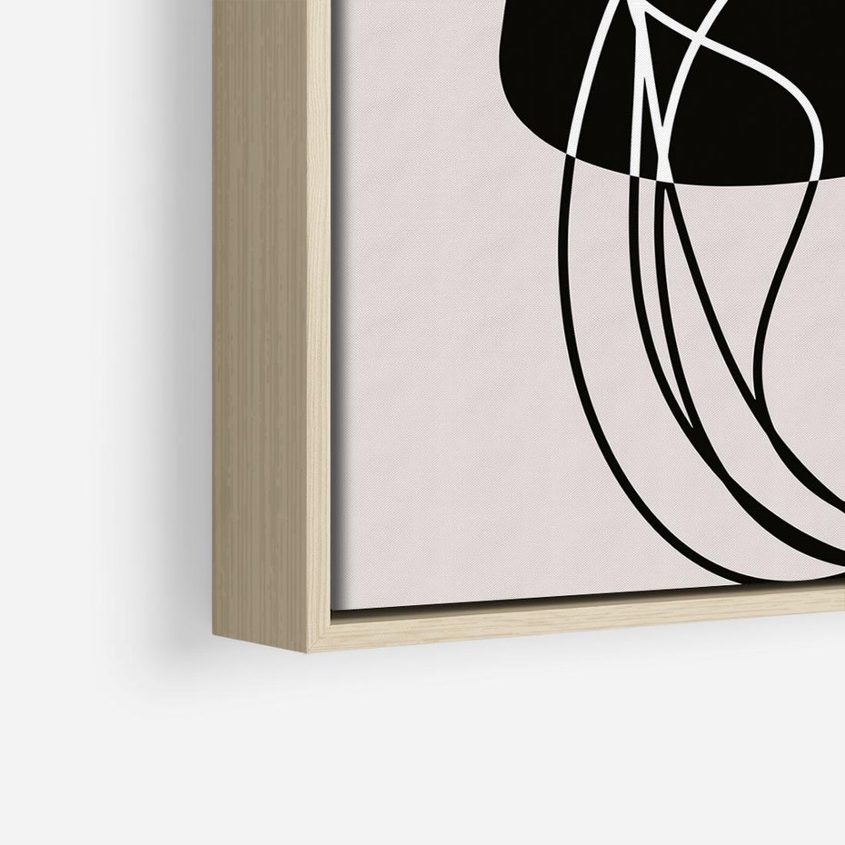 Obraz w ramie 80x80 - Abstrakcyjne Harmonie - abstrakcyjne szkicowane linie, minimalizm - rama drewno