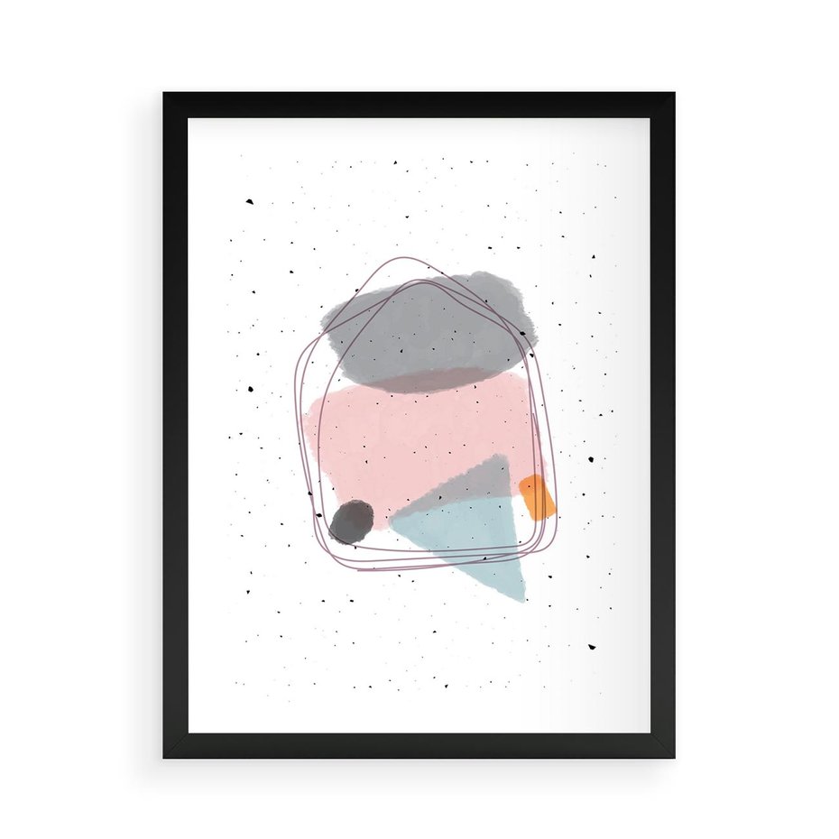 Plakat w ramie 50x70 - Migotliwa Opowieść - abstrakcyjna kompozycja, jak ręcznie malowana - rama czarna