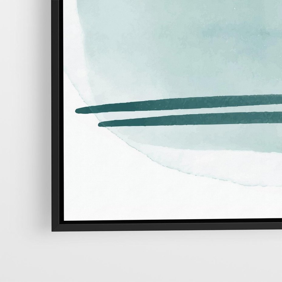 Obraz w ramie 50x50 - Turkusowy Świat - minimlizm, abstrakcja - rama czarna