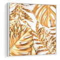 Obraz w ramie 80x80 - Monstera Złote Liście - monstera, złote - rama biała