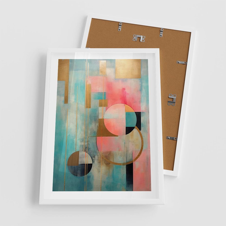 Plakat w ramie 50x70 - Abstrakcyjny Bałagan - abstrakcja, obraz olejny - rama biała