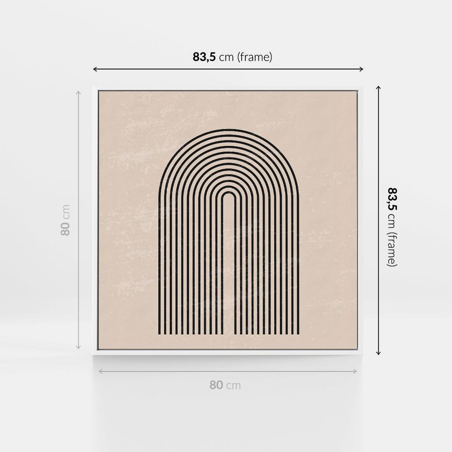 Obraz w ramie 80x80 - Migocące Echa - abstrakcyjne linie, geometria - rama biała