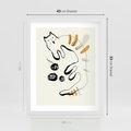 Plakat w ramie 40x50 - Picassowska Abstrakcja Kota - abstrakcyjna grafika kota, jak picasso - rama biała