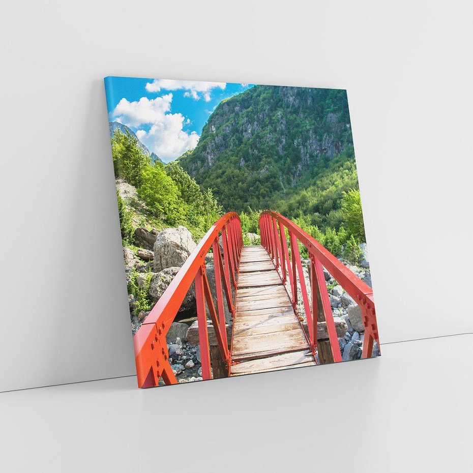 Obraz na płótnie 80x80 - Most do przygody - góry, most