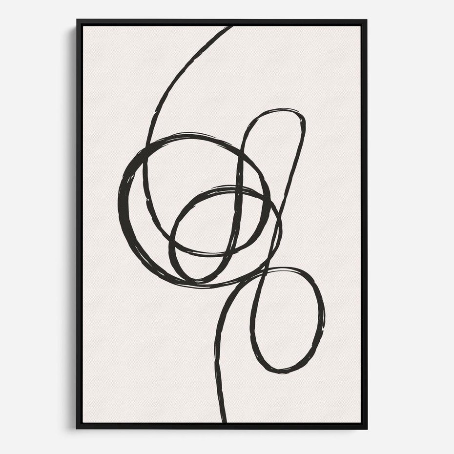 Obraz w ramie 70x100 - Migotliwa Kreatywność - abstrakcyjne szkicowane linie, minimalizm - rama czarna