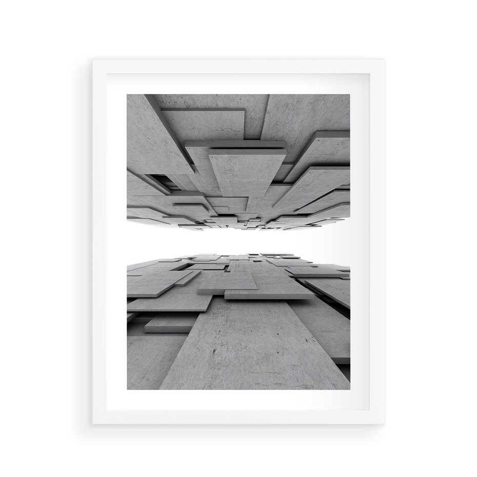 Plakat w ramie 40x50 - Architektura 3D - architektura, 3D - rama biała