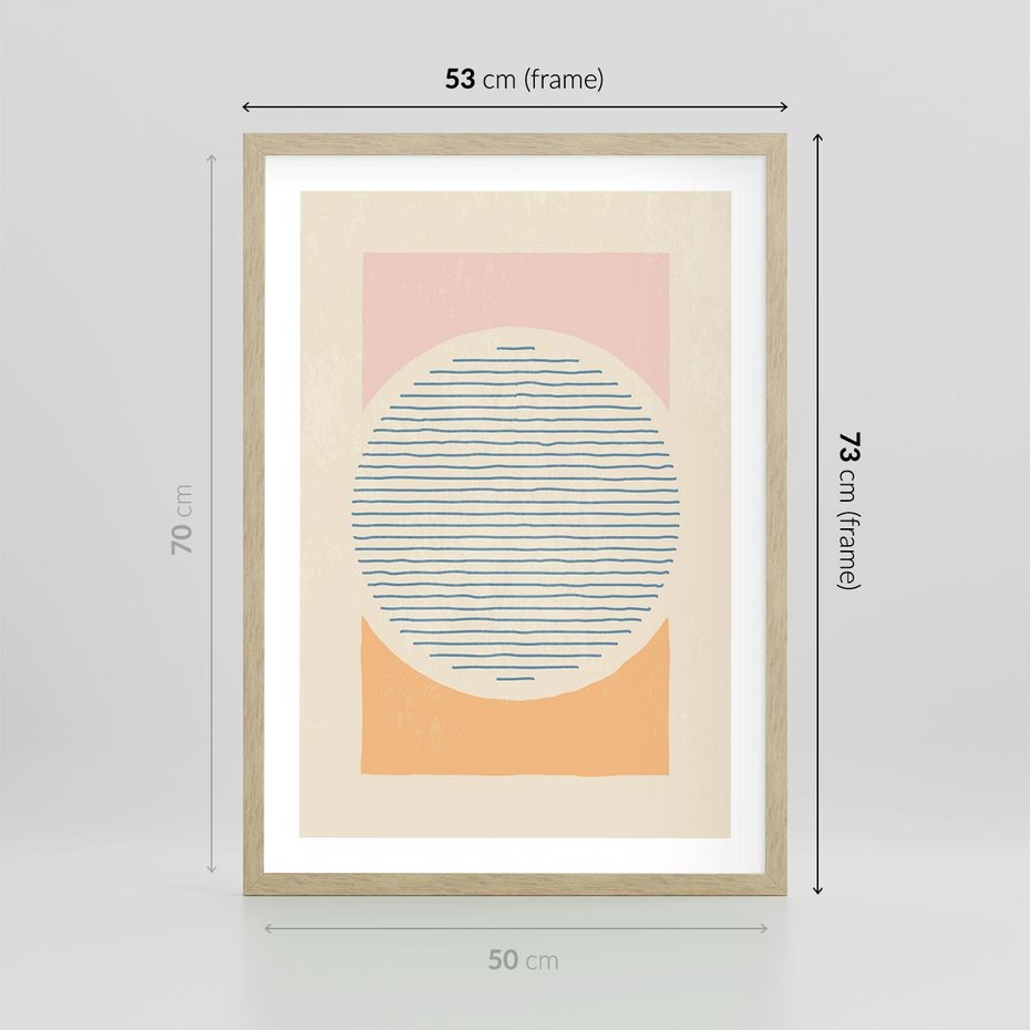 Plakat w ramie 50x70 - Rozbijająca Opowieść - geometryczne kształty, koła - rama drewno