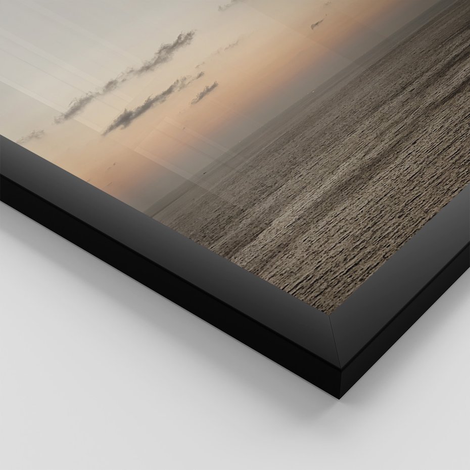 Zestaw obrazy w ramie 50x70 galeria - Palmy, plaża, zachód, słońca - rama czarna