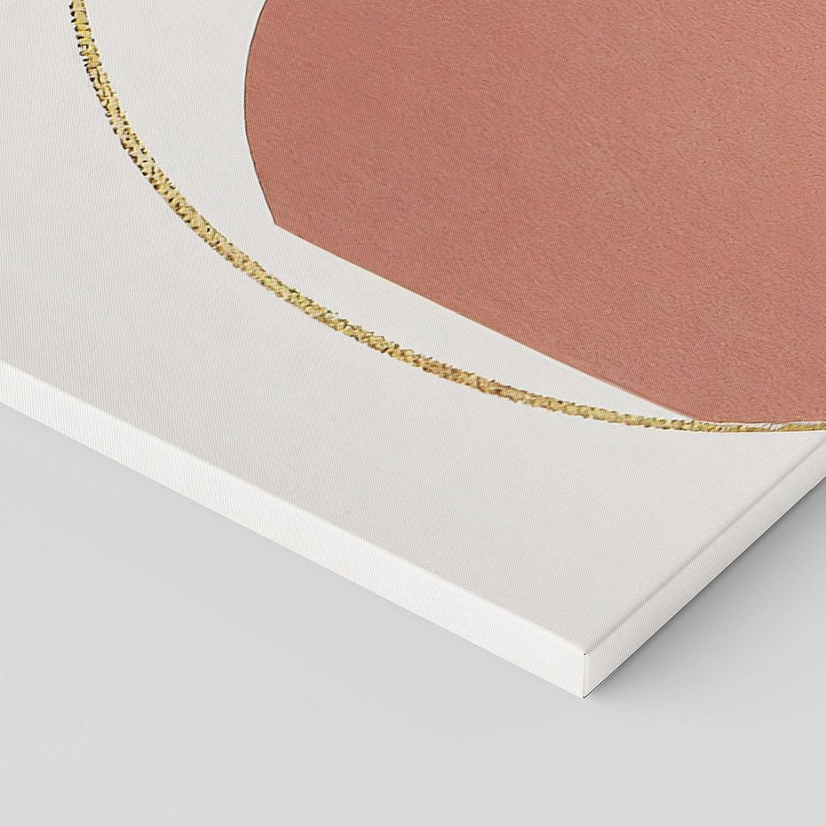 Obraz na płótnie 140x70 - Pudrowe Kreacje - abstrakcyjne plamy koła złote linie modern art