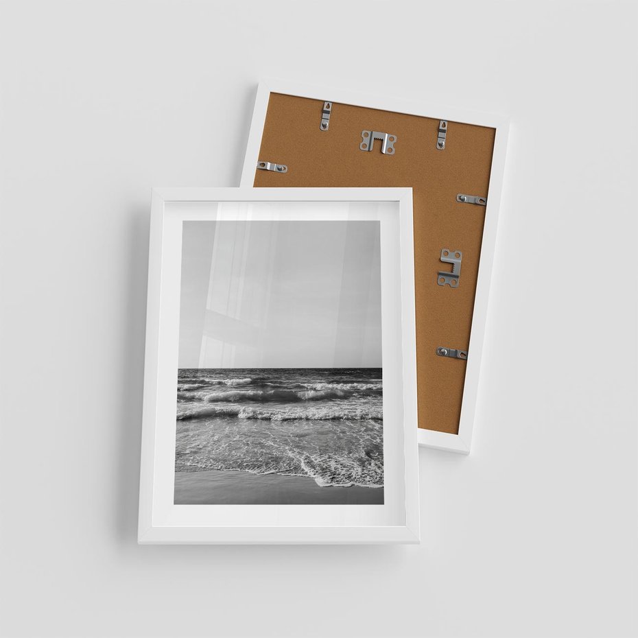 Plakat w ramie 30x40 - Słuchaj Śpiewu Fal - morze, fale - rama biała