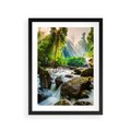 Plakat w ramie 30x40 - Idylliczny strumyk w urokliwym lesie - strumyk, las - rama czarna