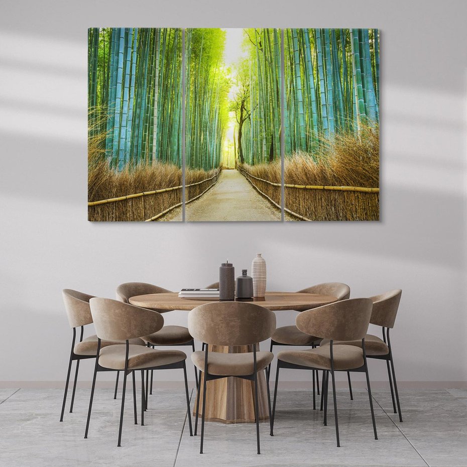 Obraz na płótnie 120x80 - Droga przez japoński bambusowy las - droga, japonia