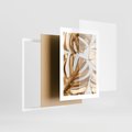 Plakat w ramie 30x40 - Złote Akcenty w Fotografii - złotel liście monstery, na białym tle - rama biała