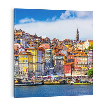 Obraz na płótnie 60x60 - Kolorowa Przystań - nadmorskie miasto, kolorowe budynki