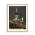 Plakat w ramie 50x70 - Miasto rozświetlone nocnym blaskiem - miasto, nocą - rama drewno
