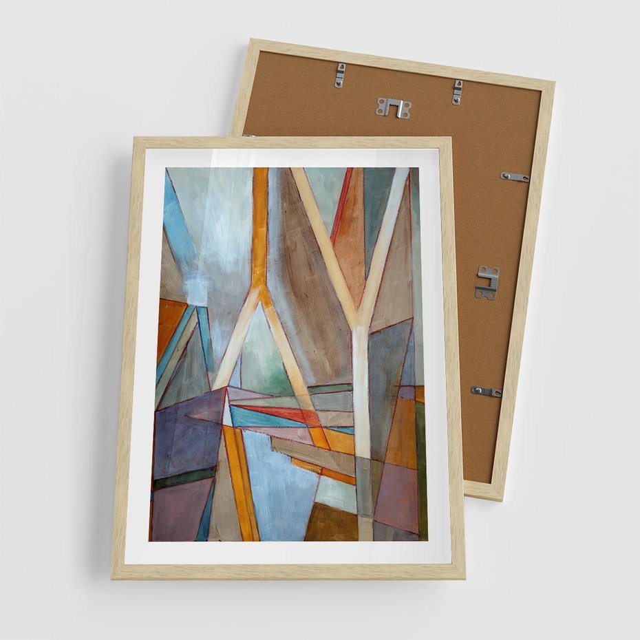 Plakat w ramie 50x70 - Geometria abstrakcji - abstrakcja, geometria - rama drewno