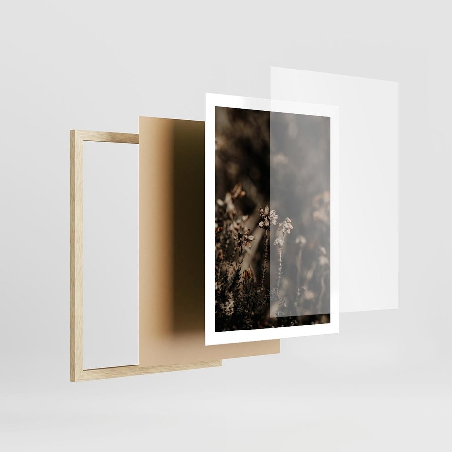 Plakat w ramie 50x70 - Jesienny Urok - suche trawy, jesienny pejzaż - rama drewno