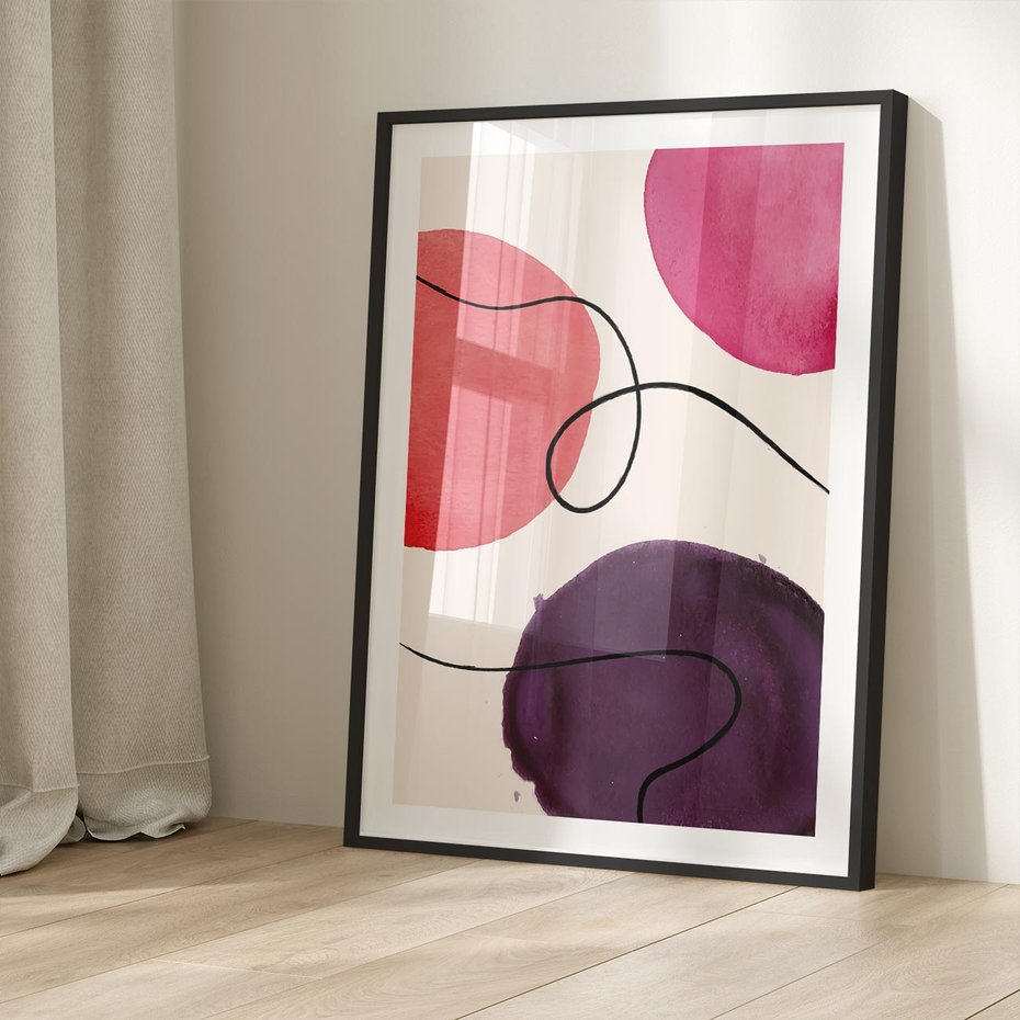 Plakat bez ramy 21x30 - Migoczące Echo - abstrakcyjne akwarelowe plamy, nieregularne linie