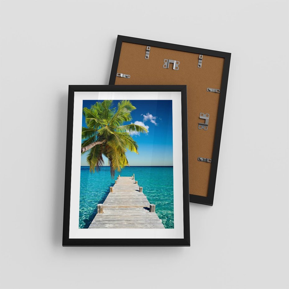 Plakat w ramie 30x40 - Hawajskie Palmy - palma, morze - rama czarna