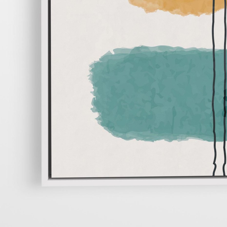 Obraz w ramie 80x80 - Wibracje Barw - abstrakcyjne akwarelowe plamy, nieregularne kreski - rama biała