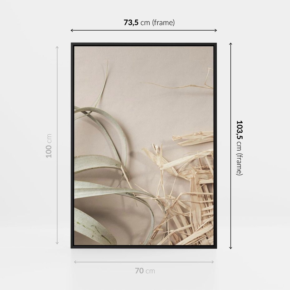 Obraz w ramie 70x100 - Boho urok suchych liści - suche, liście - rama czarna