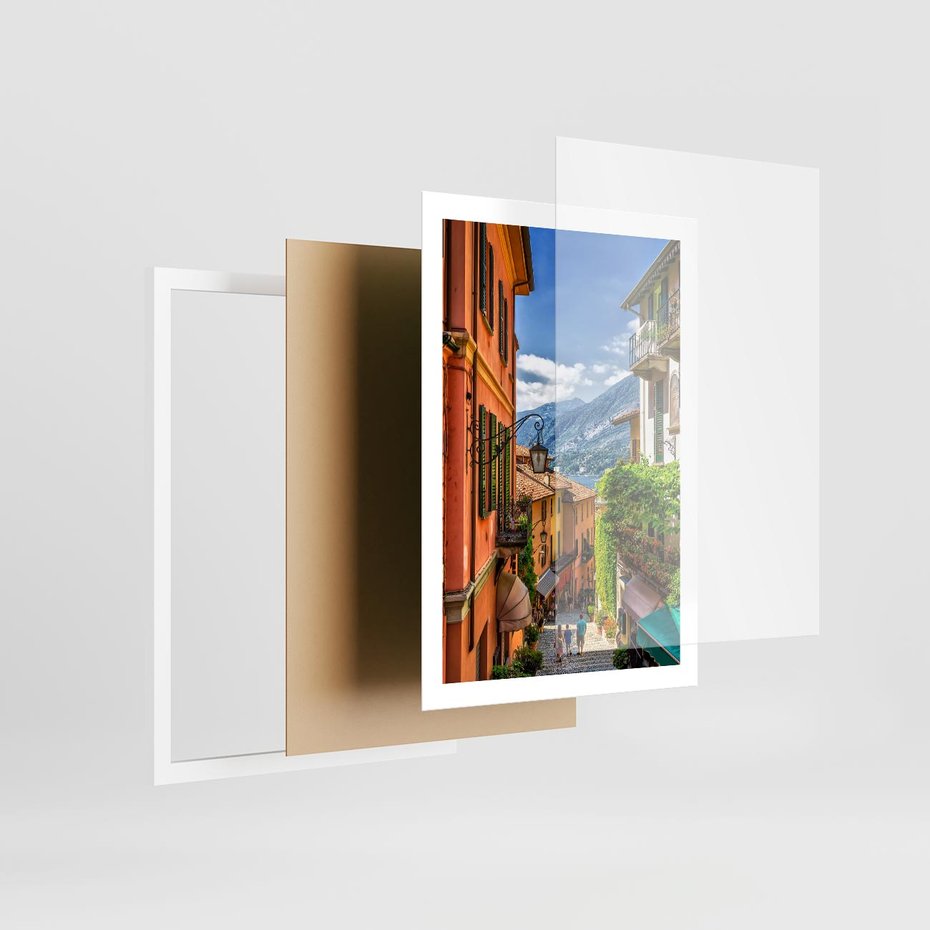 Plakat w ramie 50x70 - Tropienie Nieskończoności - uliczka, perspektywa - rama biała