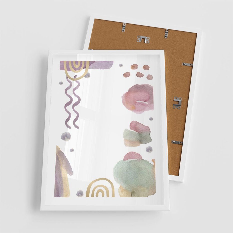 Plakat w ramie 50x70 - Pastelowe Wnętrza Emocji - abstrakcyjny palakt, akwarelowe plamy - rama biała