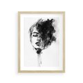 Plakat w ramie 30x40 - Kobieta w akwareli - kobieta, akwarela - rama drewno