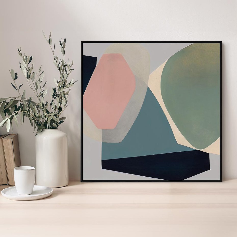 Obraz w ramie 50x50 - Szare Tło Plam - abstrakcyjne plamy, kształty - rama czarna