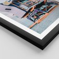 Plakat w ramie 30x40 - Plażowa Kolorystyka: Budka Ratownika w Pastelach - pastelowa budka ratownika, plaża Miami - rama czarna