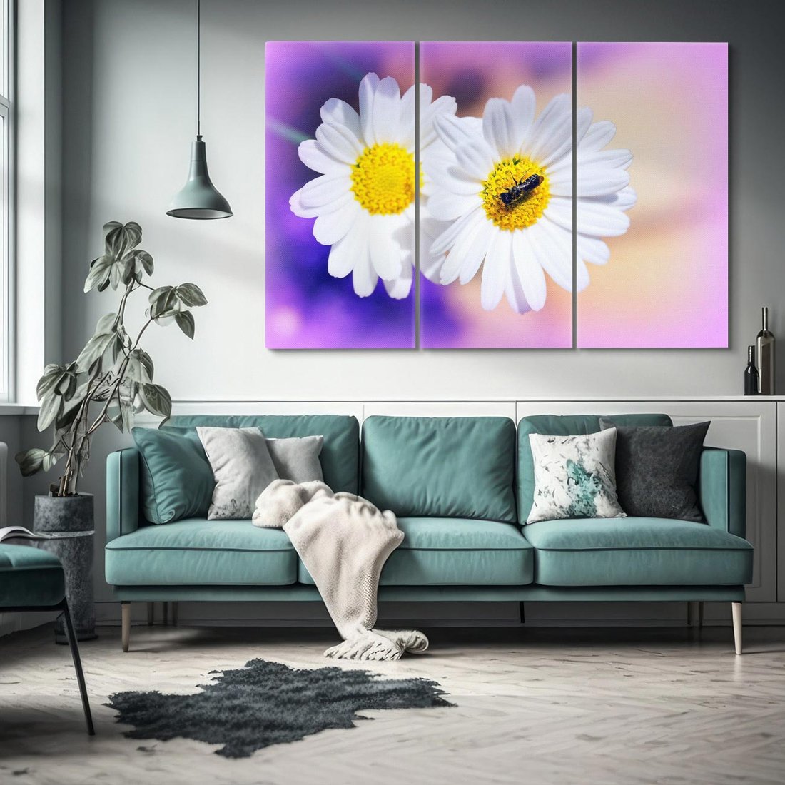 Obraz na płótnie 120x80 - Stokrotki wśród traw urok natury - stokrotki, kwiat