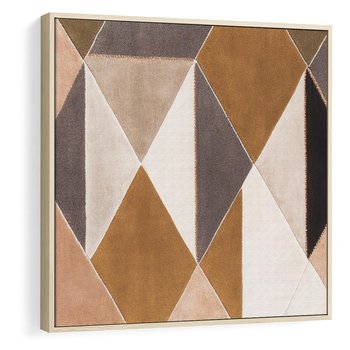 Obraz w ramie 50x50 - Odblaski niespełnionych marzeń - kompozycja z trójkątów, mix kolorów ziemi - rama drewno