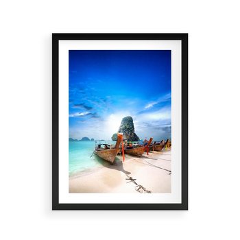 Plakat w ramie 40x50 - Morze na Łodzi - morze, łódź - rama czarna