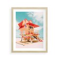 Plakat w ramie 40x50 - Rajski Widok - plaża miami, domek ratownika - rama drewno