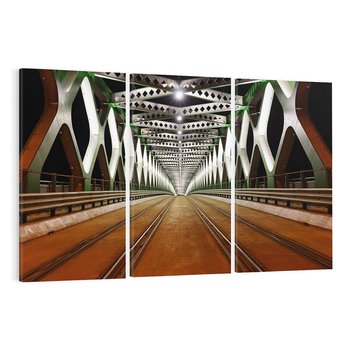 Obraz na płótnie 120x80 - Most kolejowy w nocy - most, kolej