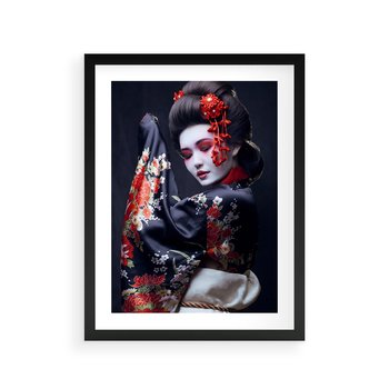 Plakat w ramie 30x40 - Elegancka japońska gejsza - japońska, gejsza - rama czarna