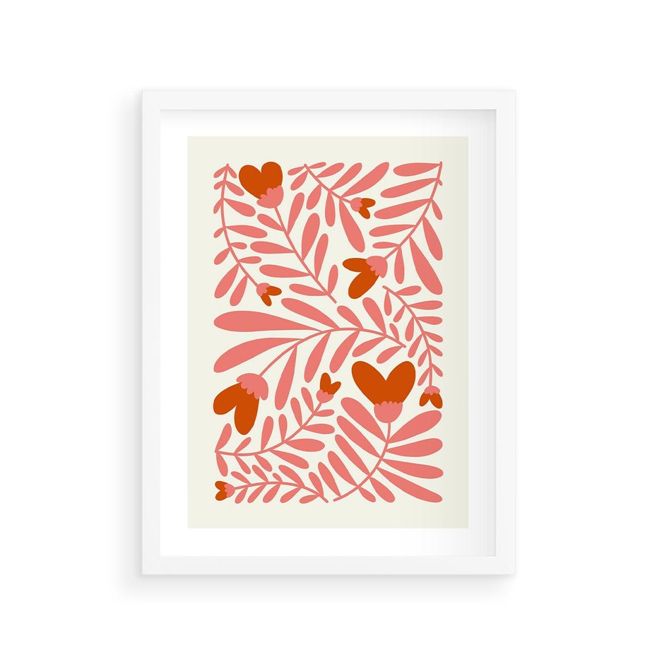 Plakat w ramie 30x40 - Taniec komplementarnych barw - kwiaty, pastelowe kolory - rama biała