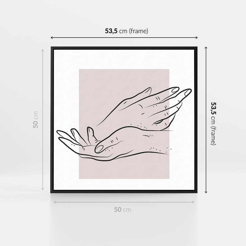 Obraz w ramie 50x50 - Wibracje Nieprzewidywalnych Form - bogo plakat, dłonie - rama czarna