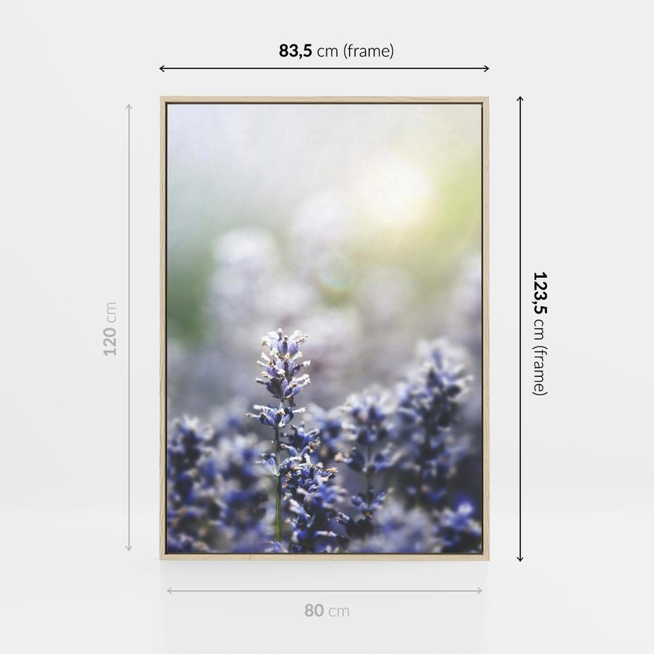 Obraz w ramie 80x120 - Delikatna Uroda Natury - wrzosy, fiolet - rama drewno