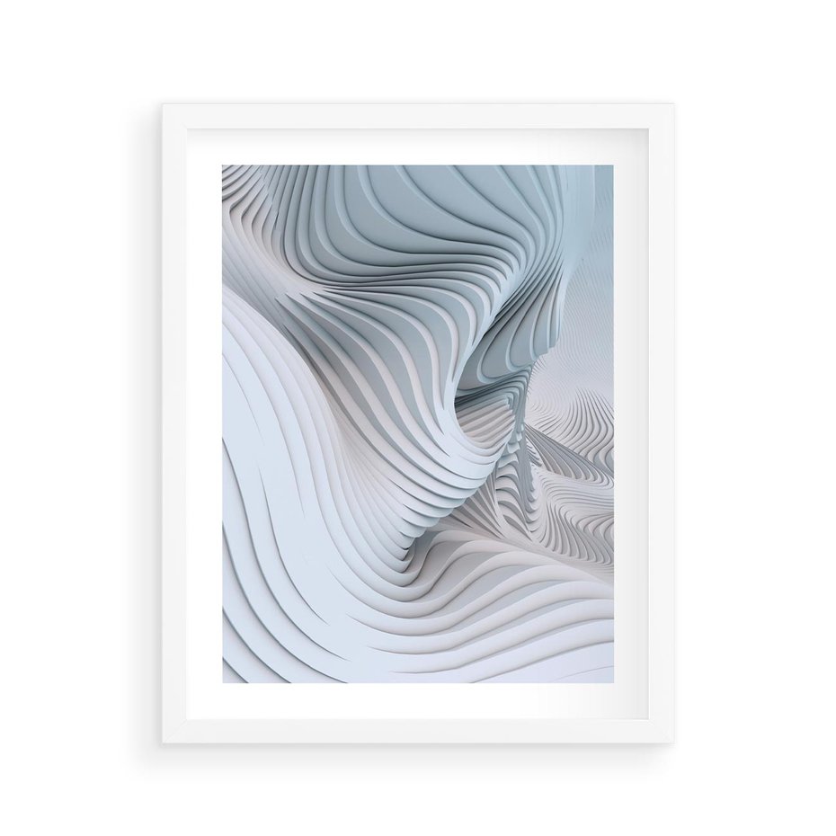 Plakat w ramie 40x50 - Abstrakcyjne Przestrzenie - geometria, 3D - rama biała