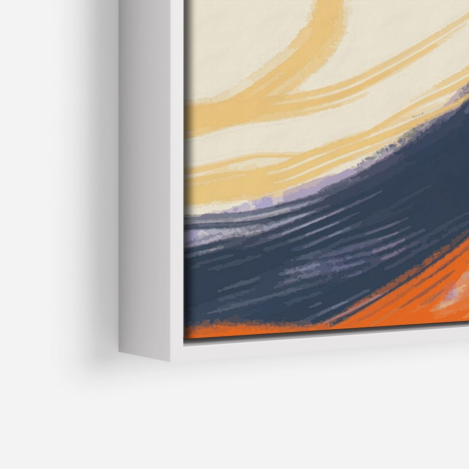 Obraz w ramie 50x70 - Pomarańczowy Horyzont - pastelowy krajobraz, nowoczesny plakat - rama biała