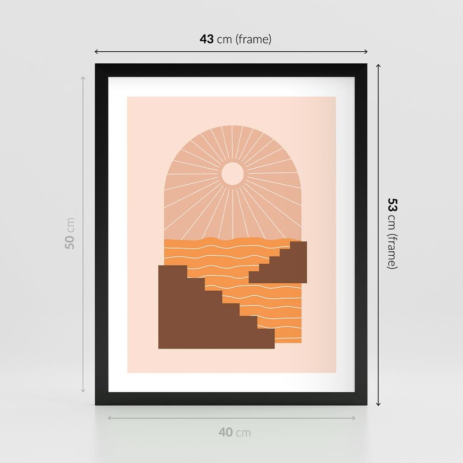 Plakat w ramie 40x50 - Słoneczne Inspiracje w Stylu Boho - boho grafika, słońce - rama czarna