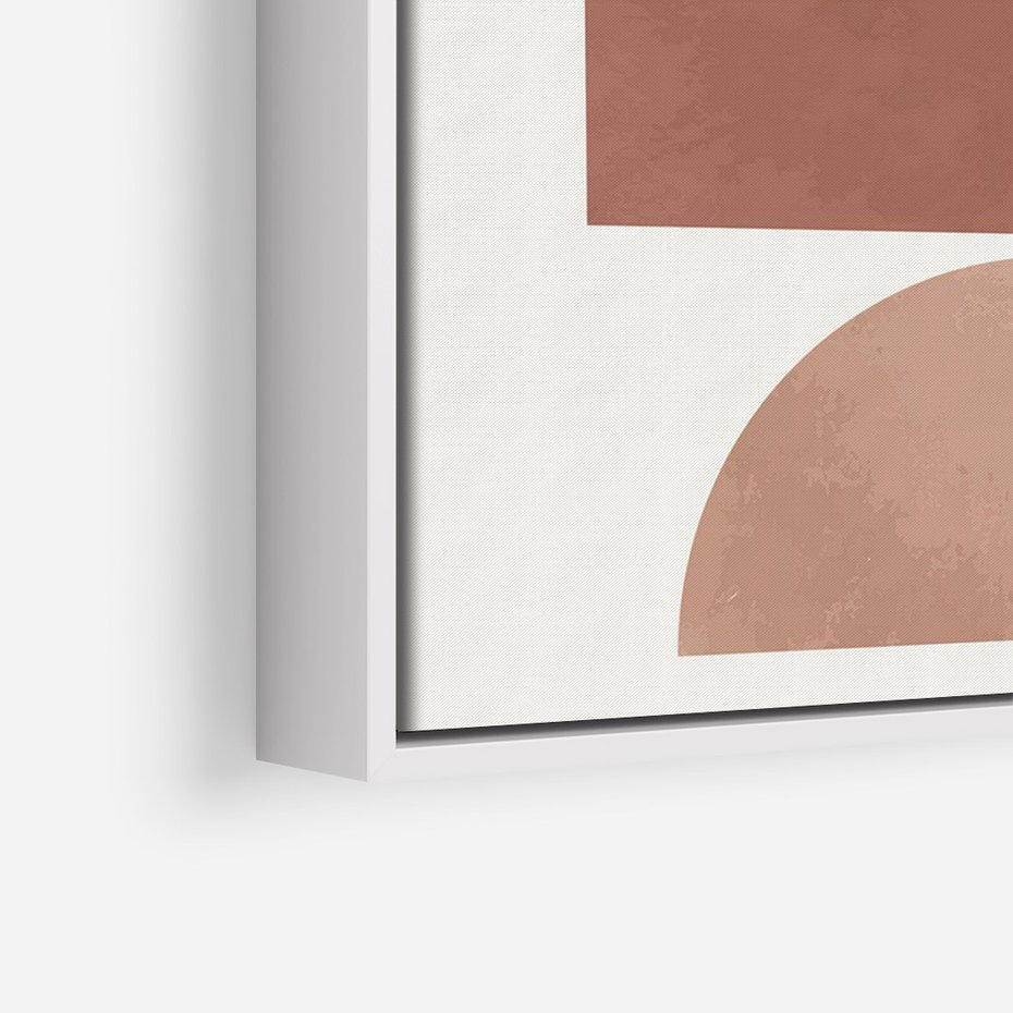 Obraz w ramie 80x120 - Rozkwitające Odbicia - abstrakcyjne geometryczne kształty, odcienie brązu i beżu - rama biała