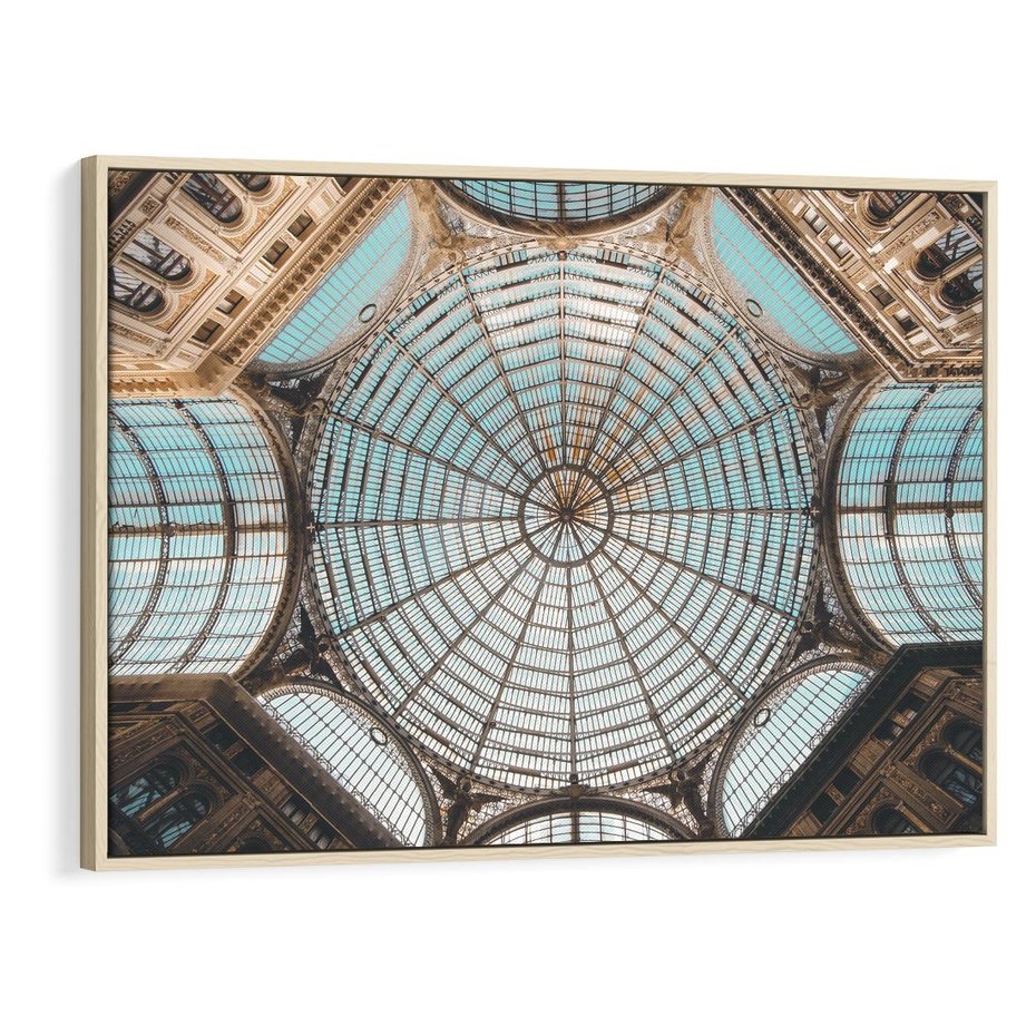 Obraz w ramie 120x80 - Magia Sklepienia - sklepienie, szklany dach - rama drewno
