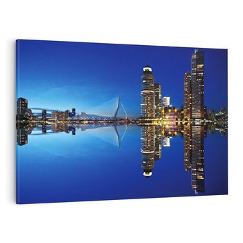 Obraz na płótnie 120x80 - Miasto nocą nad wodą - miasto, noc