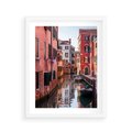 Plakat w ramie 40x50 - Przejażdżka gondolą przez Wenecję - Wenecja, kanały - rama biała