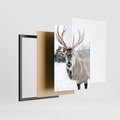 Zestaw obrazy w ramie 50x70 galeria - Jeleń, bizon, zima, retro - rama czarna